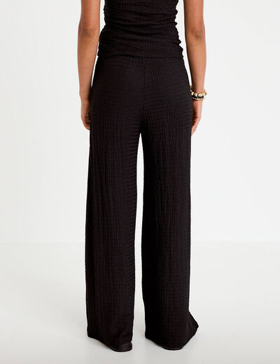 Pantalon large taille standard noir femme