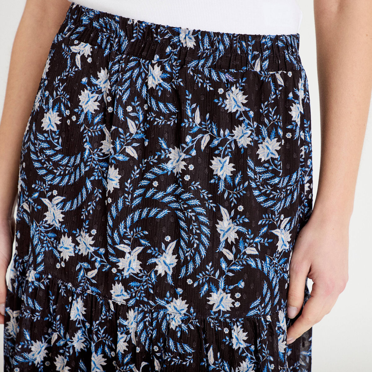 Jupe longue fluide noir femme