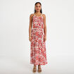 Robe longue &eacute;vas&eacute;e bretelles fines rouge femme