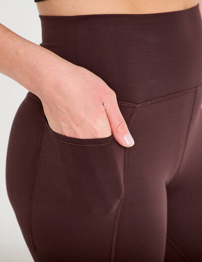 Leggings taille haute marron fonc&eacute; femme