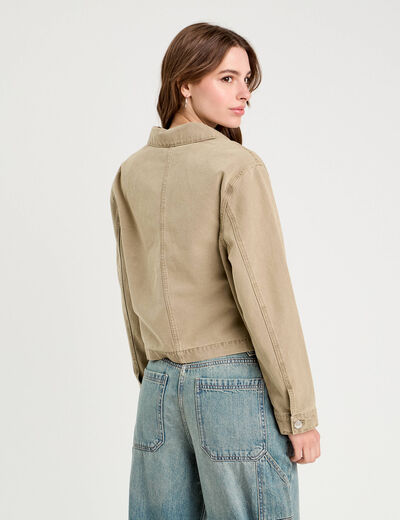 Veste droite boutonn&eacute;e vert pastel femme
