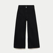 Jean wide leg cropped taille haute denim noir femme