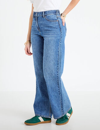 Jean wide leg taille standard denim stone femme