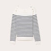 Pull fin manches longues encolure bateau bleu marine femme