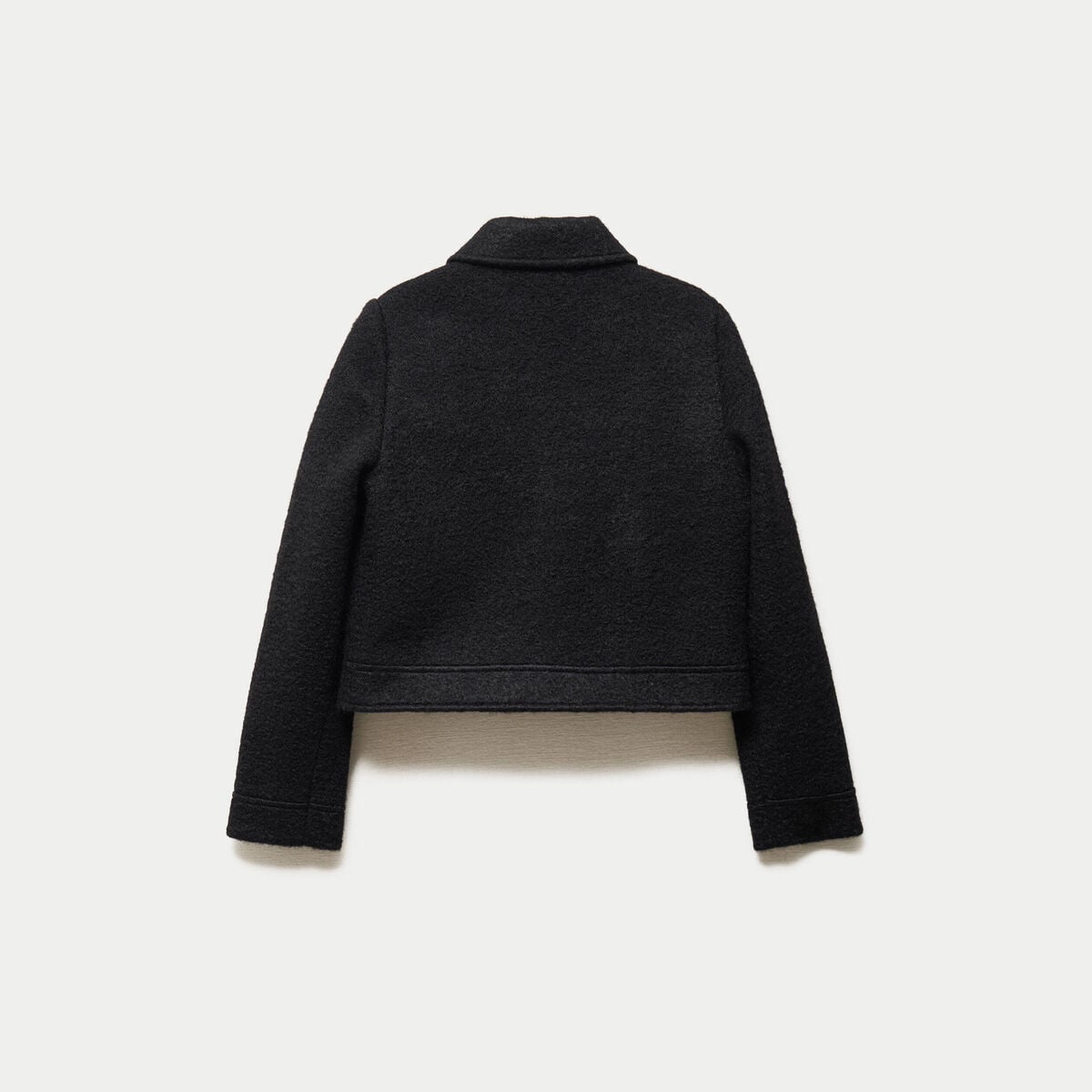 Veste cropped en bouclette noir femme
