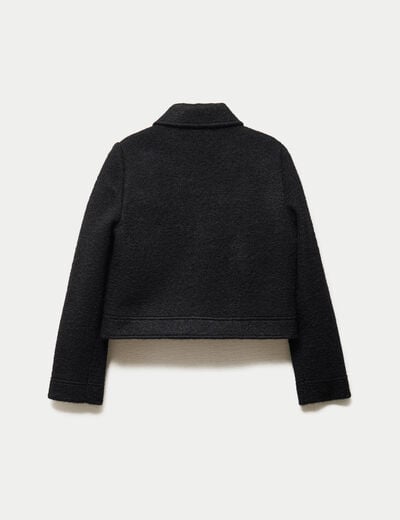 Veste cropped en bouclette noir femme