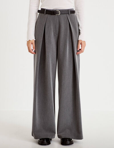 Pantalon bootcut ceinture amovible gris clair femme