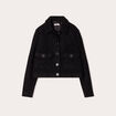 Veste bouclette boutonn&eacute;e noir femme
