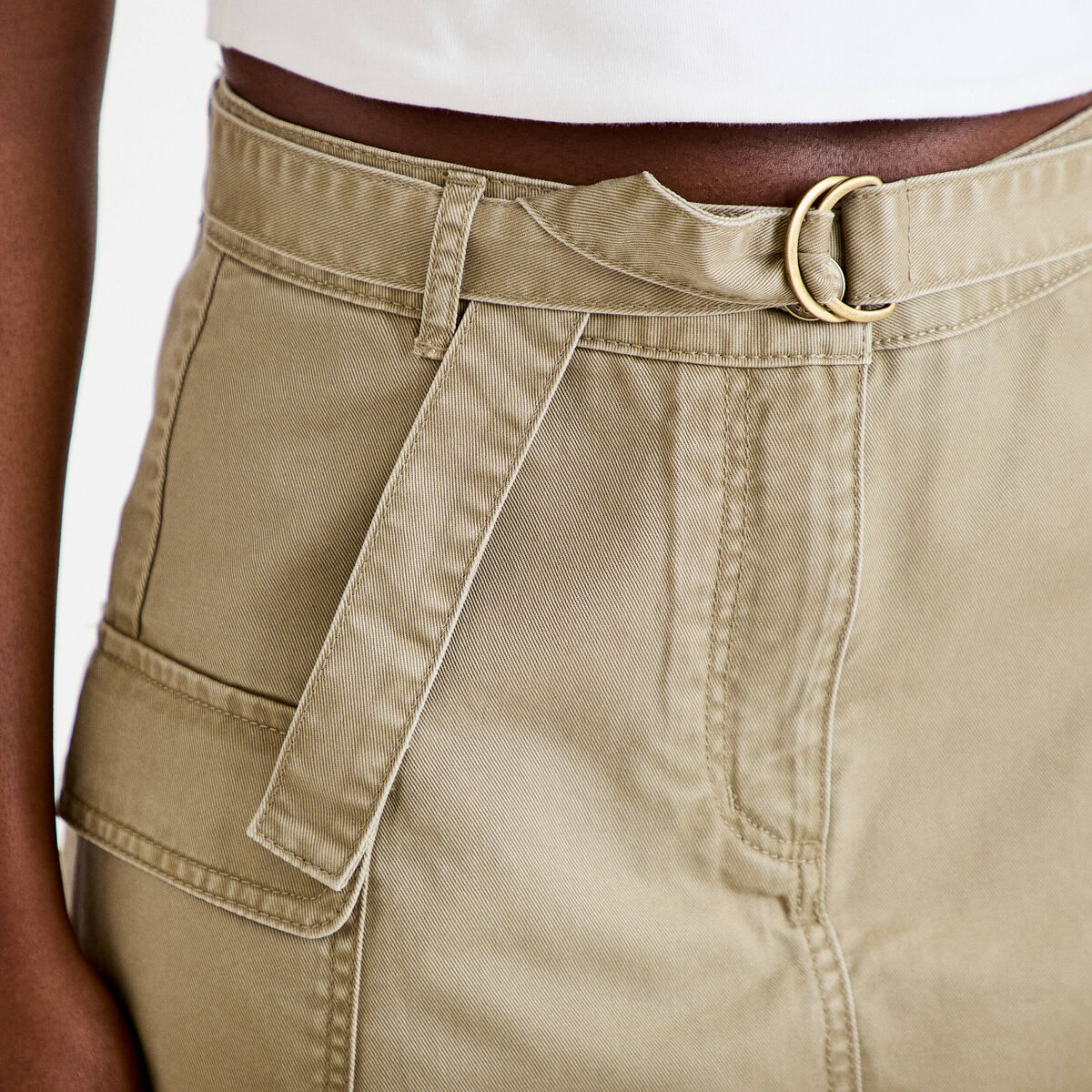 Jupe-short trap&egrave;ze courte vert femme
