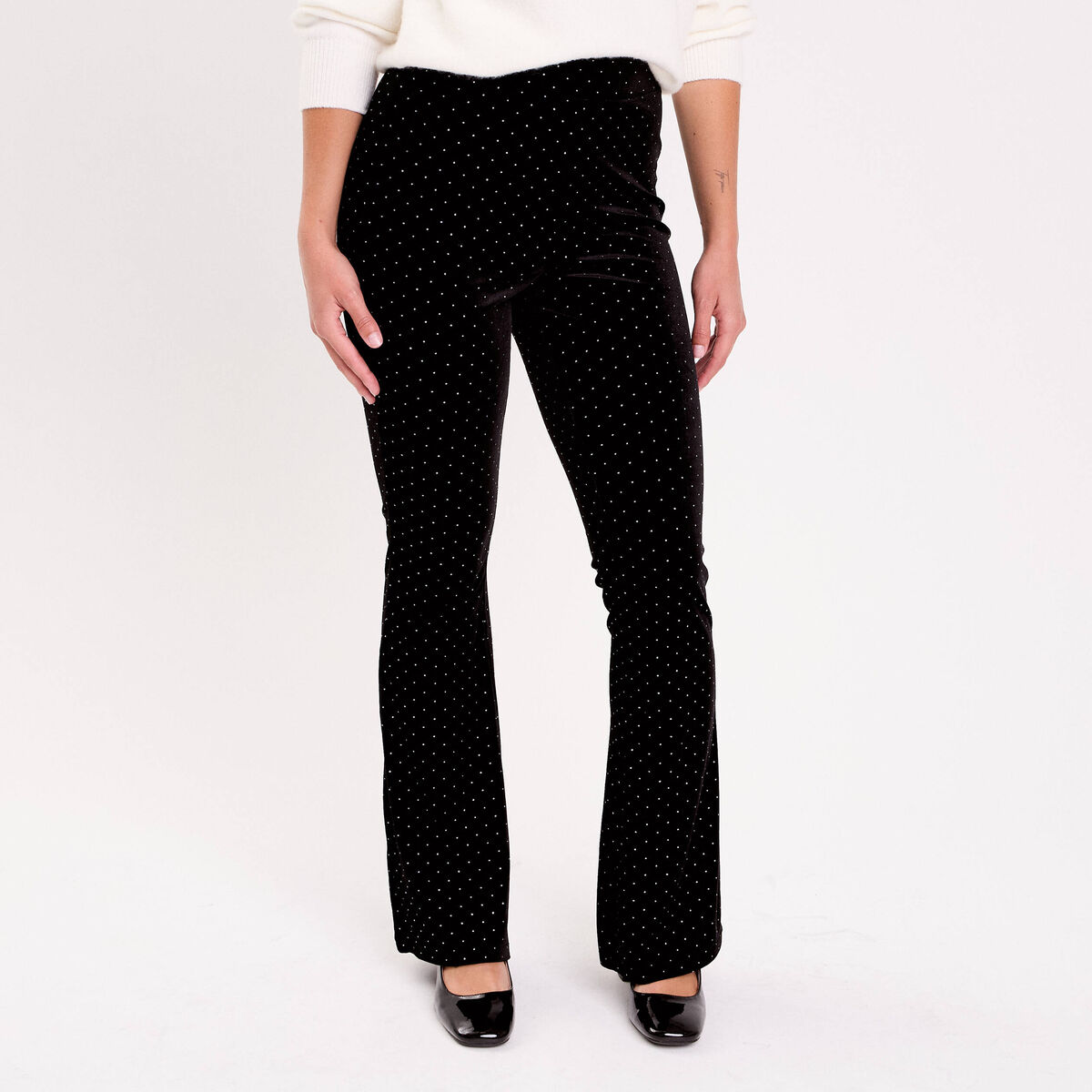 Pantalon bootcut en velours noir femme