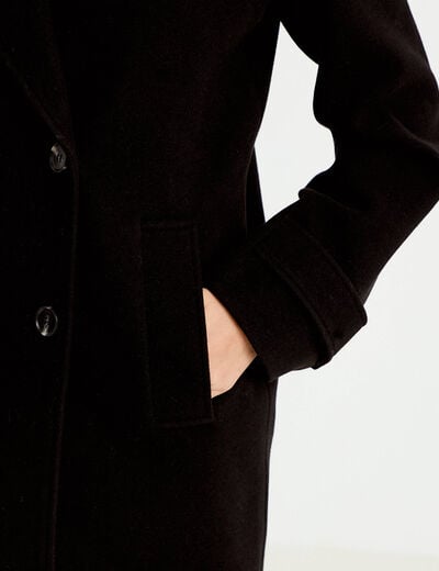 Manteau col classique manches longues noir femme