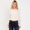 Gilet duveteux dentelle ivoire femme