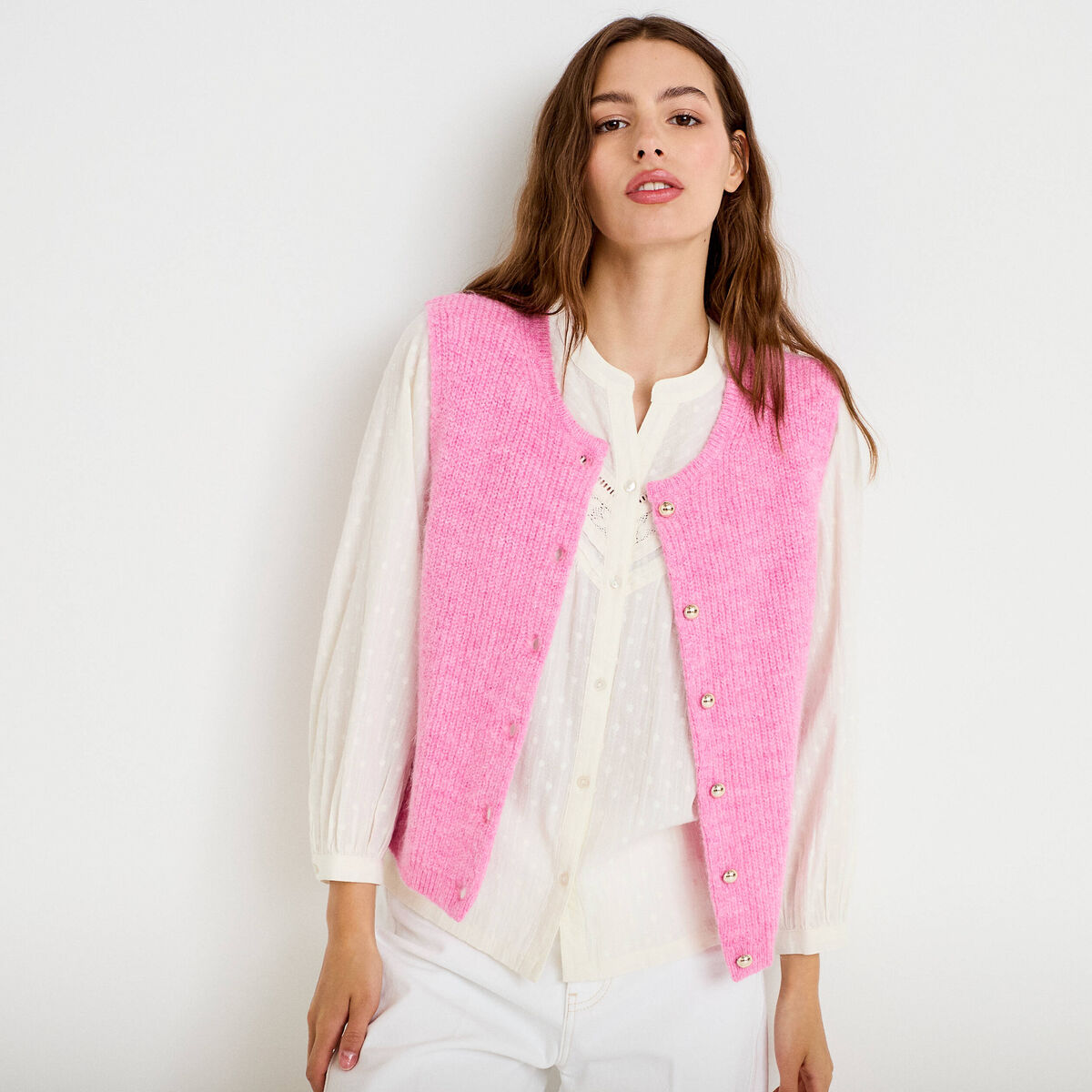 Gilet sans manches rose fushia femme