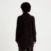Manteau droit mi-long col tailleur noir femme