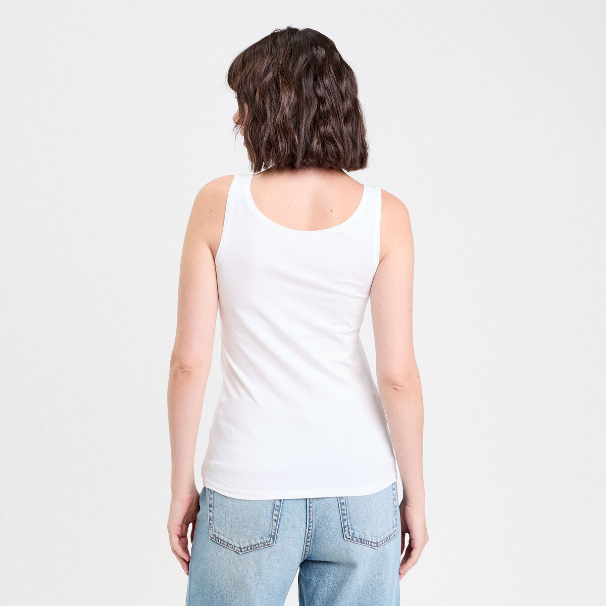 D&eacute;bardeur bretelles larges blanc femme