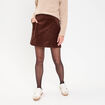 Jupe trap&egrave;ze en velours marron fonc&eacute; femme
