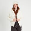 Gilet doubl&eacute; &agrave; capuche ecru femme