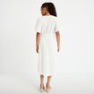 Robe midi pliss&eacute;e col v manches courtes blanc femme