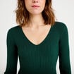 Robe tricot patineuse c&ocirc;tel&eacute;e vert fonc&eacute; femme
