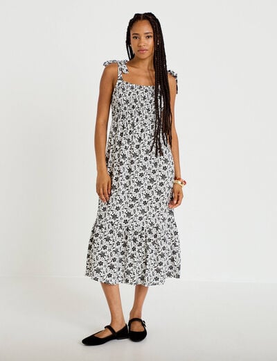 Robe longue &eacute;vas&eacute;e col carr&eacute; noir femme