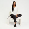 Pull oversize col v manches longues ecru femme