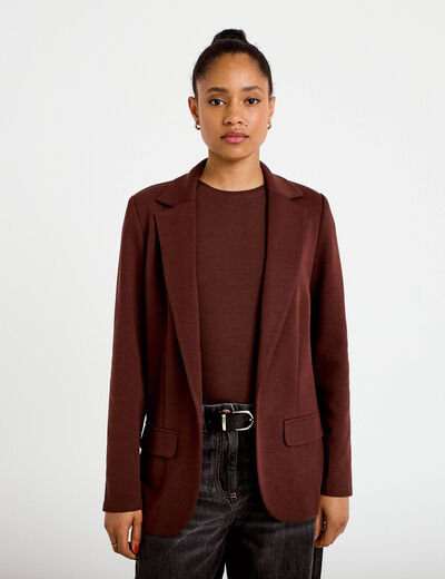 Veste blazer cintr&eacute;e marron femme