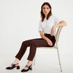 Pantalon cigarette ceintur&eacute; marron fonc&eacute; femme