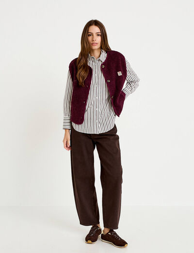Veste sans manches fausse fourrure prune femme