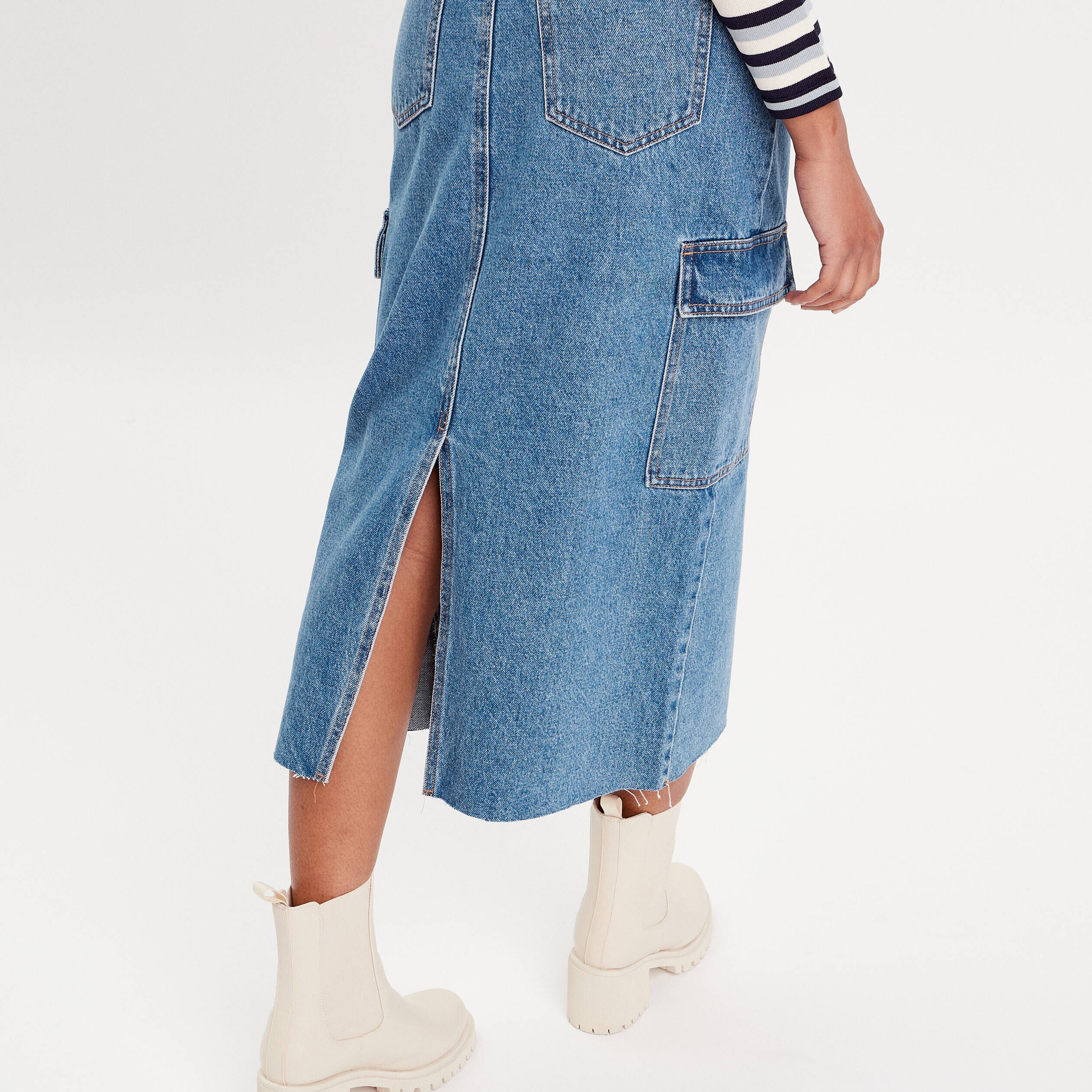 Jupe En Jean Cache Cache Taille 42 - Mini Jupe Denim Bleu - Occasion Très Bon état