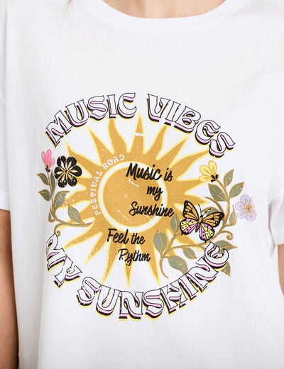 T-shirt oversize manches courtes blanc femme