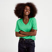 T-shirt col v manches courtes vert femme