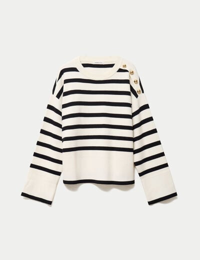 Pull ample manches longues ecru femme