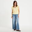 Blouse &agrave; volants jaune pastel femme