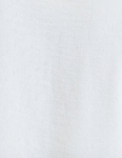 Chemise droite cropped col classique ecru femme