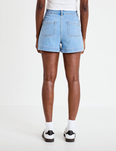 Short mom en jean denim bleach femme