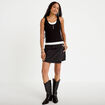 Jupe-short trap&egrave;ze en jean denim snow noir femme