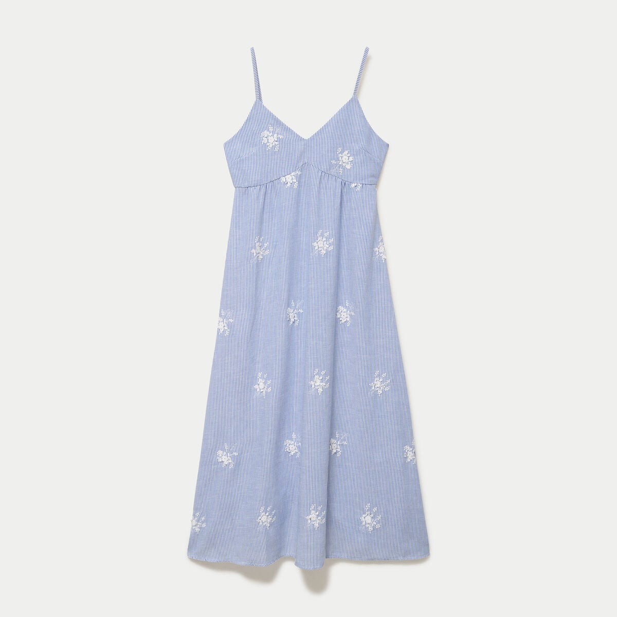 Robe longue &eacute;vas&eacute;e col v bretelles blanc femme