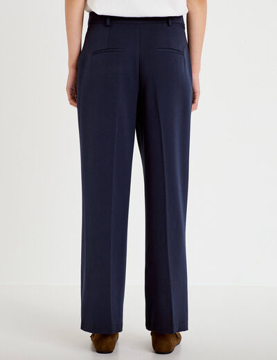 Pantalon large ventre plat bleu marine femme