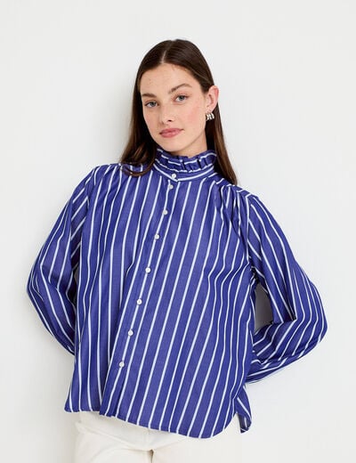 Chemise oversize manches longues bleu femme