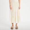 Jupon &eacute;vas&eacute; taille haute ecru femme