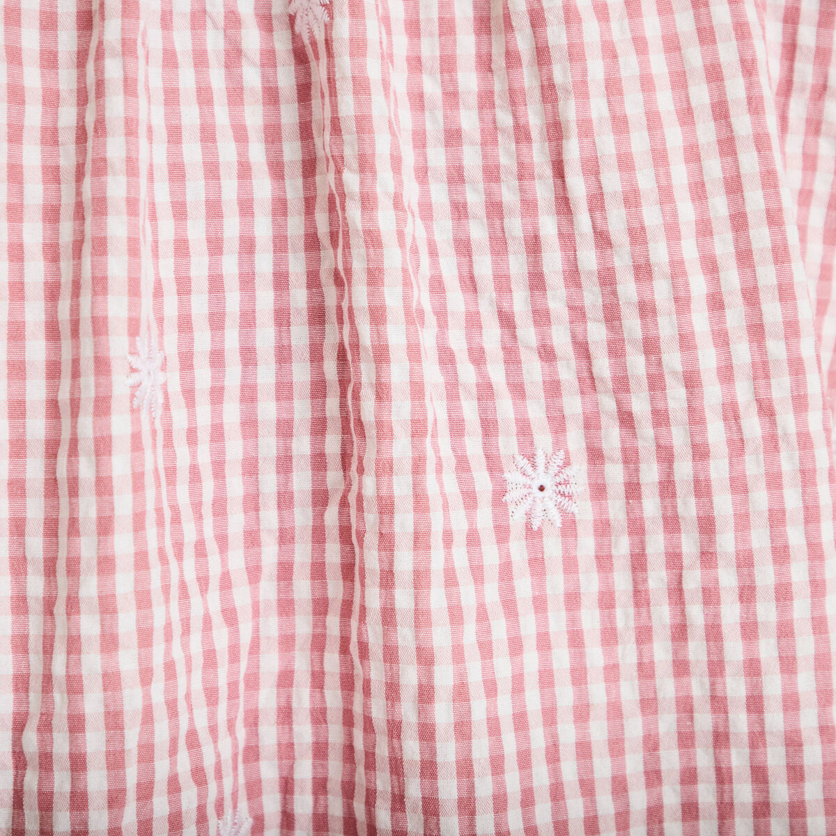 Blouse vichy brod&eacute;e rose femme