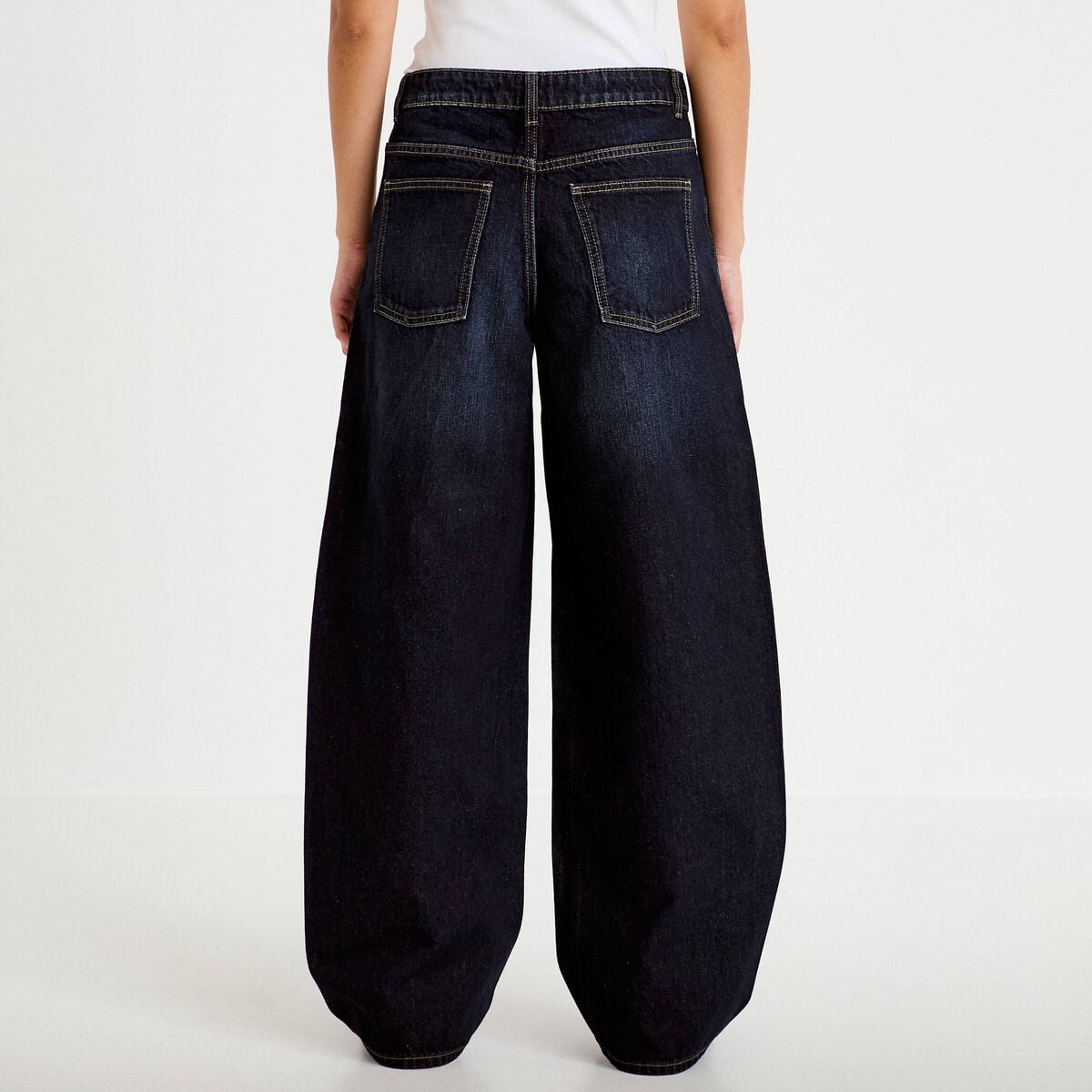 Jean barrel taille haute denim brut femme