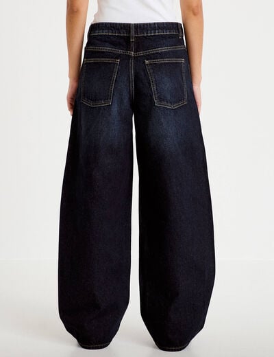 Jean barrel taille haute denim brut femme