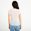 Top en dentelle col rond manches courtes ecru femme