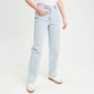 Jean droit taille haute bleu gris femme