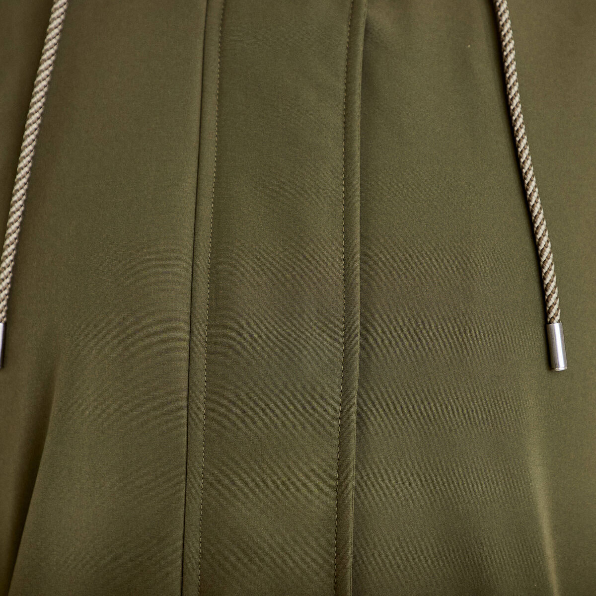 Parka courte &agrave; capuche manches longues vert kaki femme