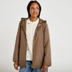 Parka r&eacute;versible &agrave; capuche taupe femme