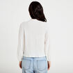 Blouse col rond manches longues ecru femme