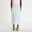 Jupe droite midi en jean 5 poches denim bleach femme