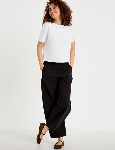 Pantalon chino coupe barrel noir femme